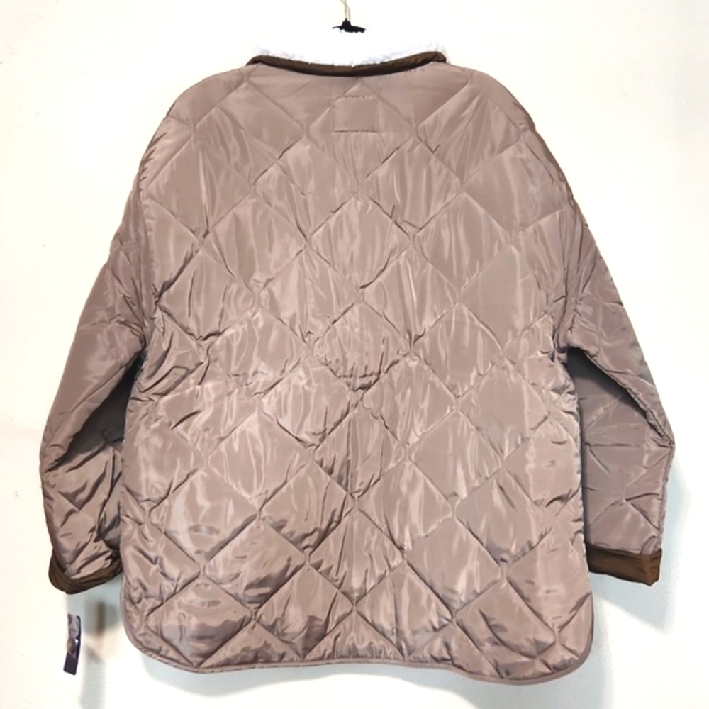 NWT! Lucky Brand Quilted Faux Fur Toffee Tobacco XL - Picture 13 of 15